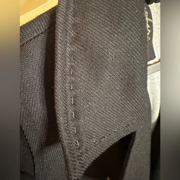 Men's Black Double-Breasted Peacoat w/Skull buttons & sweatshirt lining - Picture 7 of 12